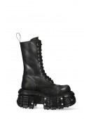Черные кожаные сапоги со шнуровкой и винтами в платформе (310079) - 6, 14