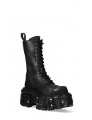 Черные кожаные сапоги со шнуровкой и винтами в платформе (310079) - 4, 10