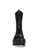 Черные кожаные сапоги со шнуровкой и винтами в платформе (310079) - 3, 8