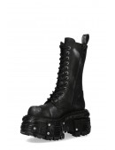 Черные кожаные сапоги со шнуровкой и винтами в платформе (310079) - 5, 12