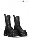 Черные кожаные сапоги со шнуровкой и винтами в платформе (310079) - foto