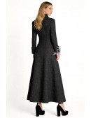 Длинное приталенное платье-пальто из твида (114060) - оригинальная одежда, 2