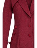 Длинное приталенное платье-пальто бордового цвета (114061) - материал, 6