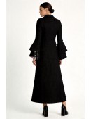 Длинное приталенное шерстяное платье-пальто (114063) - цена, 4