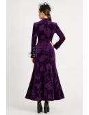 Довга оксамитова сукня-пальто з квітковим візерунком (114066) - 5, 12