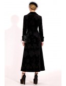 Довга чорна сукня-пальто з квітковим візерунком (114067) - материал, 6