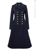 Зимнее шерстяное пальто темно-синего цвета X5077 (115077) - foto