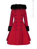 Винтажное зимнее пальто с капюшоном и мехом (100% шерсть) (115090) - foto