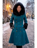 Зимове вовняне пальто з капюшоном та хутром X92 (115092) - foto