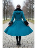 Зимове вовняне пальто з капюшоном та хутром X92 (115092) - цена, 4