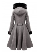 Зимнее шерстяное пальто с капюшоном и мехом X5086 (115086) - оригинальная одежда, 2