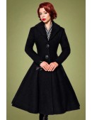Длинное шерстяное пальто в стиле Ретро (114045) - foto