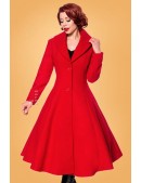 Длинное красное шерстяное пальто B4047 (114047) - foto