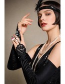 Атласні рукавички з петелькою та бісером (601214) - оригинальная одежда, 2