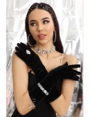 Вечерние бархатные перчатки (34 см) (601194) - оригинальная одежда, 2
