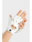 White Faux Leather Fingerless Gloves X208 (601208) - оригинальная одежда, 2