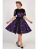 Винтажное платье с широкой юбкой, шалью и поясом (105464) - foto