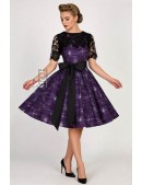 Винтажное платье с широкой юбкой, шалью и поясом (105464) - материал, 6