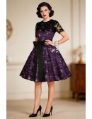 Винтажное платье с широкой юбкой, шалью и поясом (105464) - foto