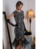 Вечернее серебристое платье в стиле 20-х X5526 (105526) - foto