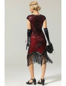 Красное платье с пайетками и бахромой U5576 (105576) - цена, 4