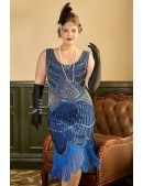 Нарядное платье в стиле Гэтсби Plus Size (Royal Blue) (105581) - материал, 6