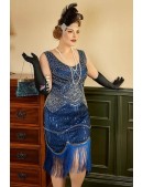 Нарядное платье в стиле Гэтсби Plus Size (Royal Blue) (105581) - 3, 8