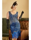 Нарядное платье в стиле Гэтсби Plus Size (Royal Blue) (105581) - foto