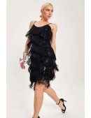 Блестящее черное платье с бахромой X5585 (105585) - 6, 14