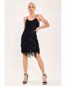 Блестящее черное платье с бахромой X5585 (105585) - материал, 6