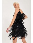 Блестящее черное платье с бахромой X5585 (105585) - цена, 4