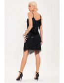 Блестящее черное платье с бахромой X5585 (105585) - 3, 8