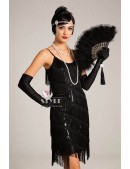 Сверкающее черное платье с бахромой Gatsby Girl (1055851) - 6, 14