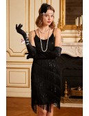 Сверкающее черное платье с бахромой Gatsby Girl (1055851) - оригинальная одежда, 2