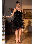 Сверкающее черное платье с бахромой Gatsby Girl (1055851) - foto
