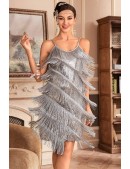 Блестящее серебристое платье с бахромой XC587 (105587) - цена, 4