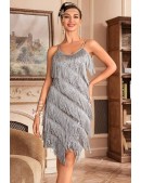 Блестящее серебристое платье с бахромой XC587 (105587) - 4, 10