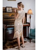 Праздничное платье с бахромой, бисером и пайетками (105528) - цена, 4