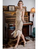 Праздничное платье с бахромой, бисером и пайетками (105528) - foto