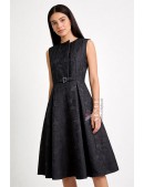 Жаккардовое вечернее платье с цветочным узором и поясом (105605) - материал, 6