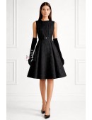 Жаккардовое вечернее платье с цветочным узором и поясом (105605) - 3, 8