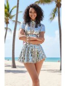 Дзеркальне футуристичне боді зі спідничкою M2502 (1292502) - оригинальная одежда, 2