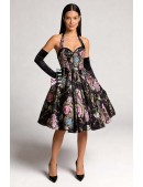 Винтажное вечернее платье из парчи с корсетом и цветочным узором (105610) - оригинальная одежда, 2