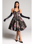 Винтажное вечернее платье из парчи с корсетом и цветочным узором (105610) - цена, 4