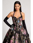 Винтажное вечернее платье из парчи с корсетом и цветочным узором (105610) - 3, 8