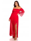 Long Red Summer Off Shoulder Dress (105512) - 3, 8
