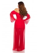 Красное шифоновое платье с открытыми плечами (105512) - 5, 12