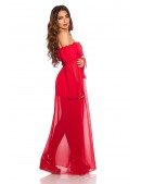 Красное шифоновое платье с открытыми плечами (105512) - 3, 8