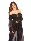 Довга чорна сукня з відкритими плечима KC513 (105513) - цена, 4