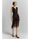 Нарядное платье с пайетками и бахромой в стиле 20х X5527 (105527) - цена, 4